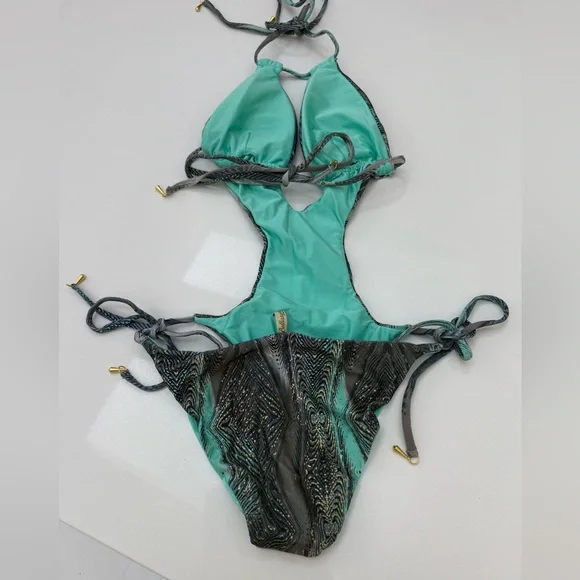 Bellissima Swimwear Monte Carlo Aqua and Black Monokini - Picture 6 of 12